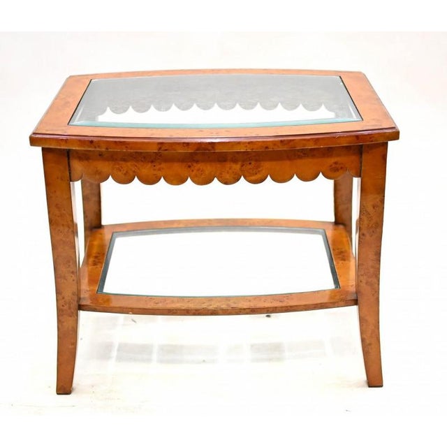 Biedermeier Side Table Walnut Glass Top For Sale - Image 5 of 5