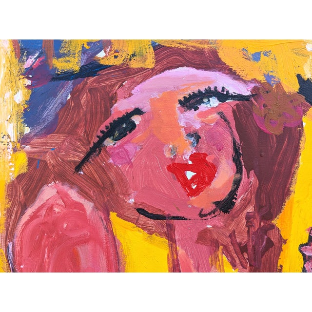 Oswaldo Subero "Jacucci" Contemporary Abstract Pink & Yellow Expressionist Female Painting, 2005 For Sale - Image 11 of 12
