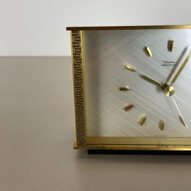 Vintage Modernist Metal Brass Table Clock from Diehl Dilectron, Germany, 1960s For Sale - Image 11 of 18