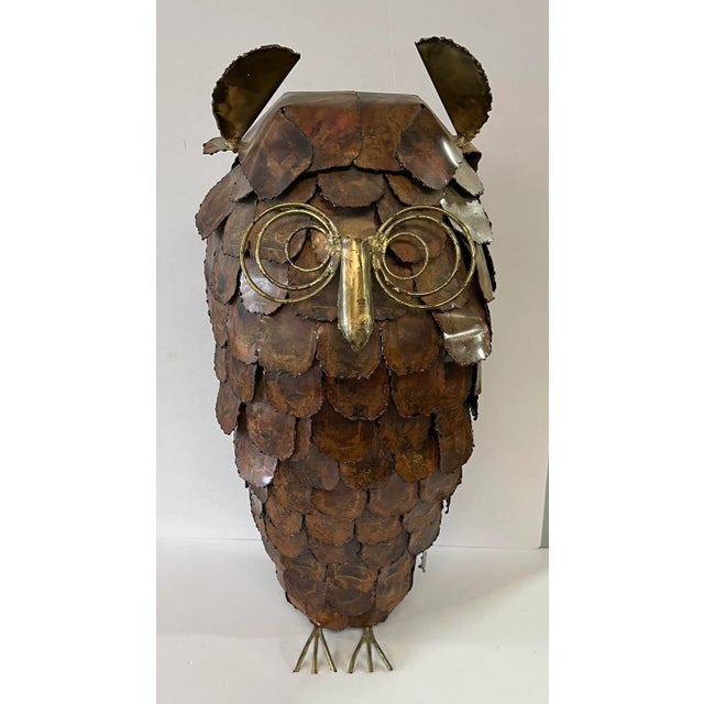 Late 20th Century Copper and Brass Owl Sculpture For Sale - Image 10 of 10