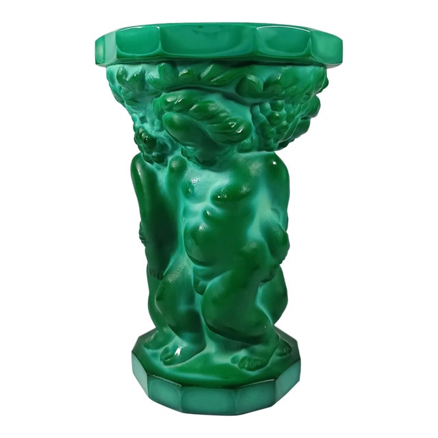 František Pazourek Malachite Antique Vase 1930s For Sale