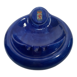 Mid-20th Century Traditional Cobalt Blue Ceramic Trinket Dish Ashtray Luxembourg Crest