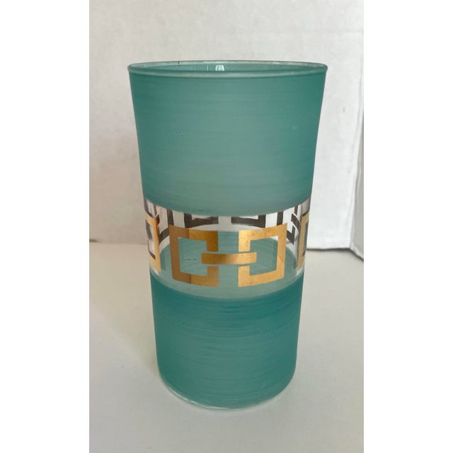 Gold Set of 5 MCM Multi-Color Frosted Gold Detailed Glasses For Sale - Image 8 of 10
