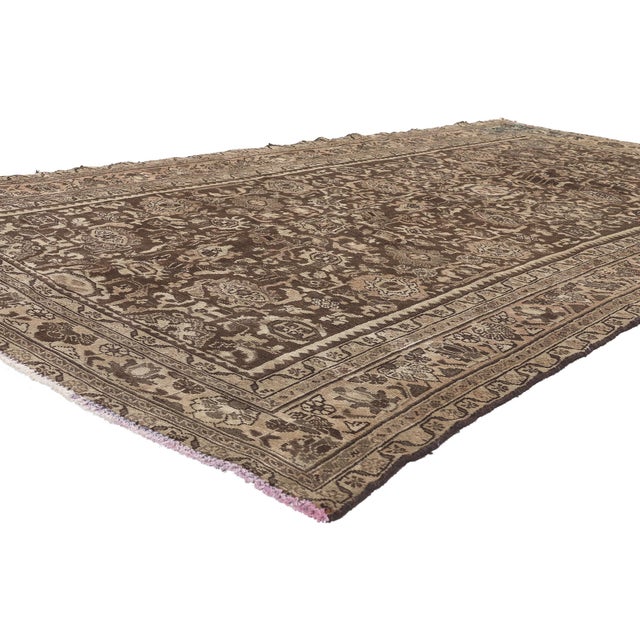 61250 Vintage Earth-Tone Persian Malayer Rug, 05'03 x 09'06. Step into the world of timeless elegance and relaxed...