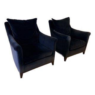 Pair of Navy Velvet Hickory Chair Chairs For Sale
