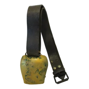 Antique Swiss Hand Forged Copper Cowbell With Leather Strap