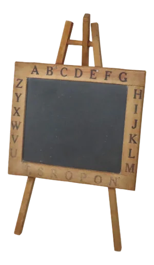 Antique Child's Wood & Slate Stone Alphabet Chalkboard Easel