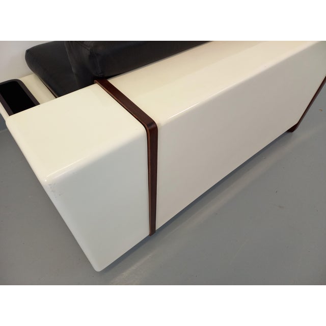 Vintage Italian Sofa Bed with Integrated Lighting in Skai, Fiberglass and Rosewood by Beka Tortuga, 1970s For Sale - Image 10 of 18