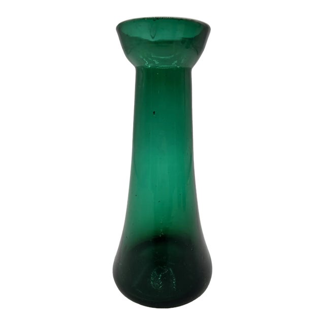Antique Blown Dark Green Glass Hyacinth Vase, Bristol, England, Circa 1840's For Sale