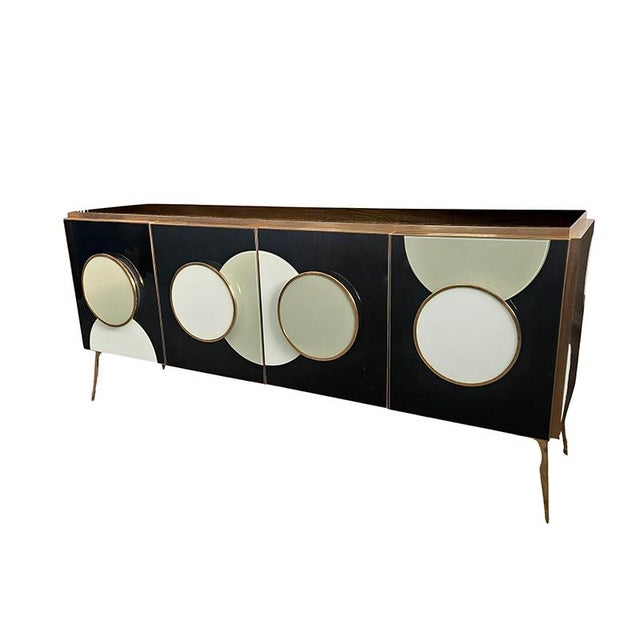 Black Vintage Backlit Four-Door Sideboard, 1980s For Sale - Image 8 of 9