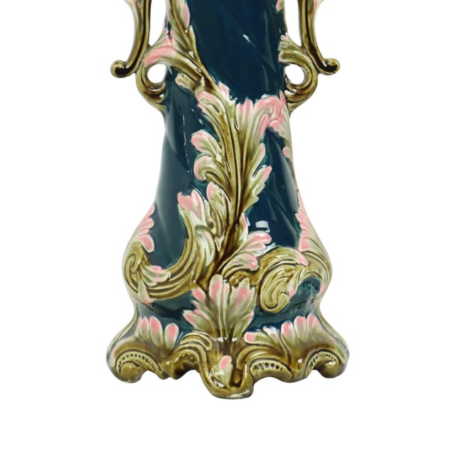Antique Art Nouveau Rococo Blue Vase, 1890s For Sale - Image 5 of 16