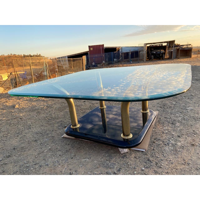 Vintage Postmodern Karl Springer Style Brass Tusks Coffee Cocktail Table MCM For Sale - Image 4 of 18