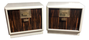 Vintage Bedside Tables in Wood and Bronze by Luciano Frigerio, 1970s, Set of 2