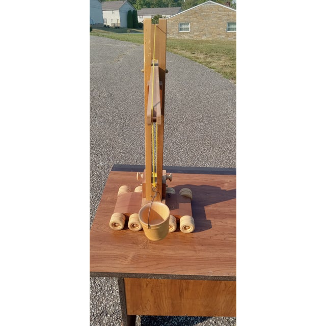 Vintage Handmade Wooden Toy Crane For Sale - Image 10 of 11