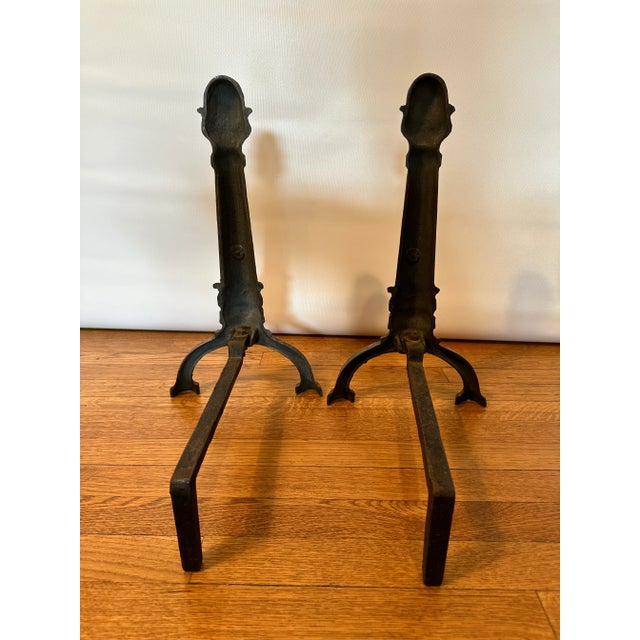 Art Nouveau Antique Art Nouveau Cast Iron Andirons by Ohio F & M Co., Circa 1900–1920 For Sale - Image 3 of 10