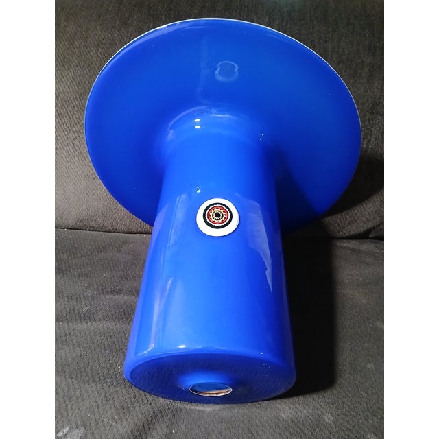 Italian C. 1960 Blue Glass Lattimo Sun Pendant Lamp Shade by Alessandro Pianon for Vistosi For Sale - Image 3 of 18