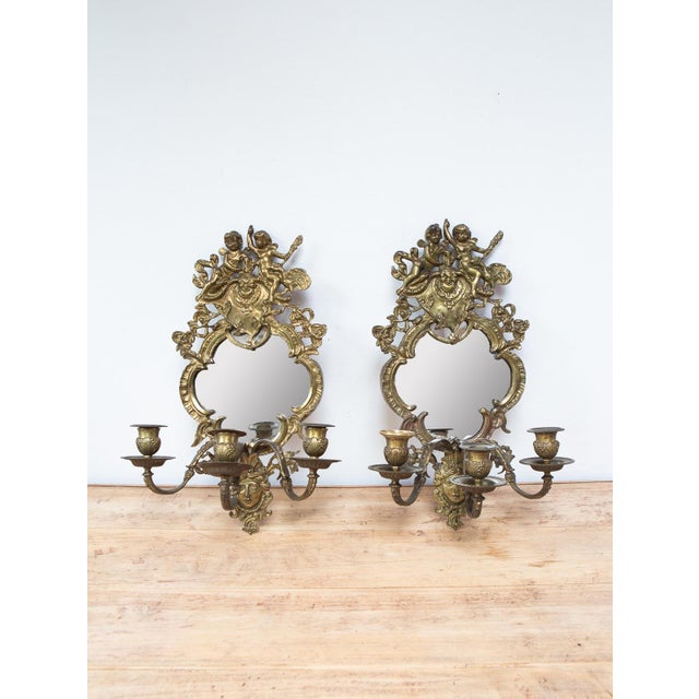 French Wall Candleholders with Mirror, 1880, Set of 2 For Sale - Image 10 of 10