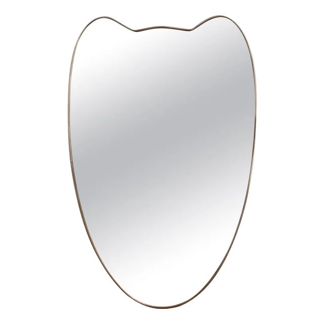 Mid-Century Italian Wall Mirror with Brass Frame, 1950s For Sale