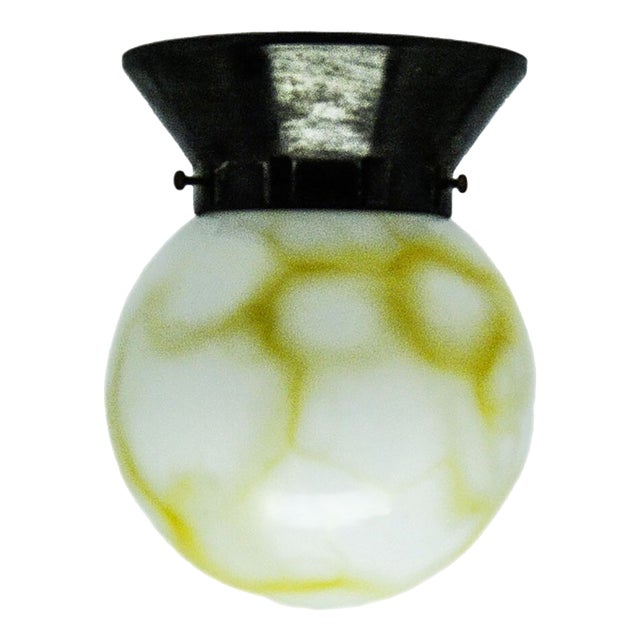 Art Deco Ceiling Lamp with Glass Shade from Polam, Poland, 1950s For Sale