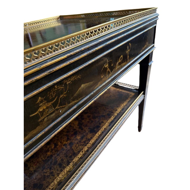 Mid-20th Century Chinoiserie & Faux Tortoiseshell Tray-Top Side Tables With Park Avenue Provenance - A Pair For Sale - Image 14 of 18