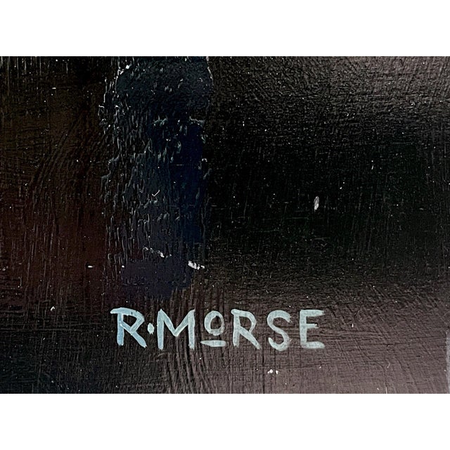 Adrift by Ryan Morse | Oil on Cradled Board Painting of a figure floating in dark water For Sale - Image 4 of 5