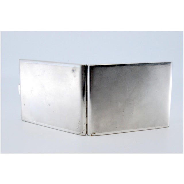 Matte Silver Cigarette Case with Gold Interior and Hinged Lid For Sale - Image 5 of 11