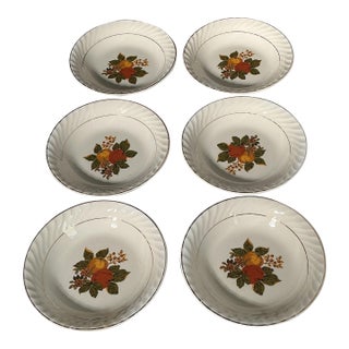 Mid 20th Century Enoch Wedgwood “English Harvest” Ironstone Bowls - Set of 6 For Sale