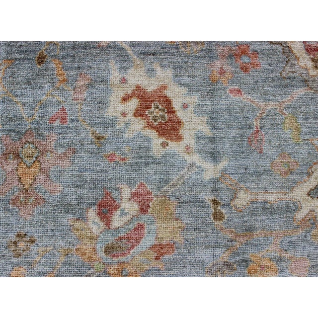 Baby Blue Keivan Woven Arts Angora Oushak Rug, Hand-Knotted Wool in Lt Blue, 9'3"x12'5" For Sale - Image 8 of 11