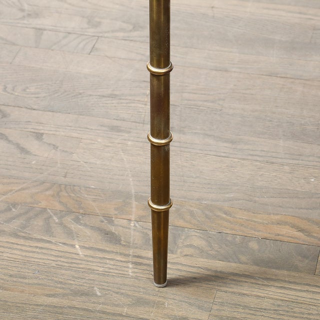 Mid-Century Walnut & Brass Bow-Front Table With Organic Detailing by Mastercraft For Sale - Image 10 of 12