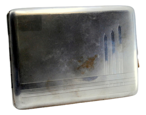 Guilloche Silver Cigarette Case with Polished Bands