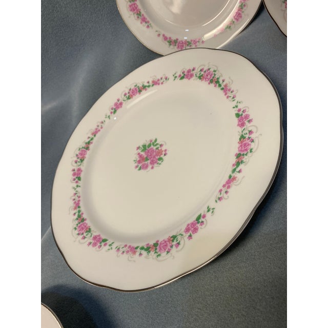 1970s Vintage Yong Sheng Pink Floral China 5-Peice Place Setting For Sale - Image 15 of 18