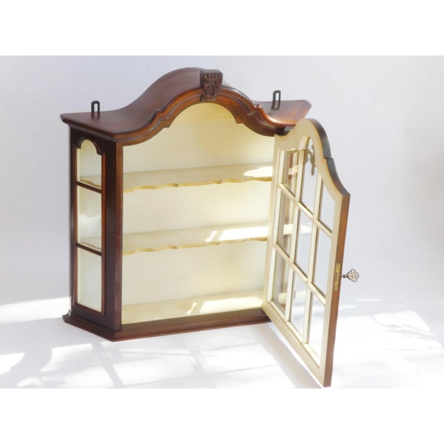 Brown Vintage Wooden Wall Cabinet with Ornament and White Shelves, 1960s For Sale - Image 8 of 11