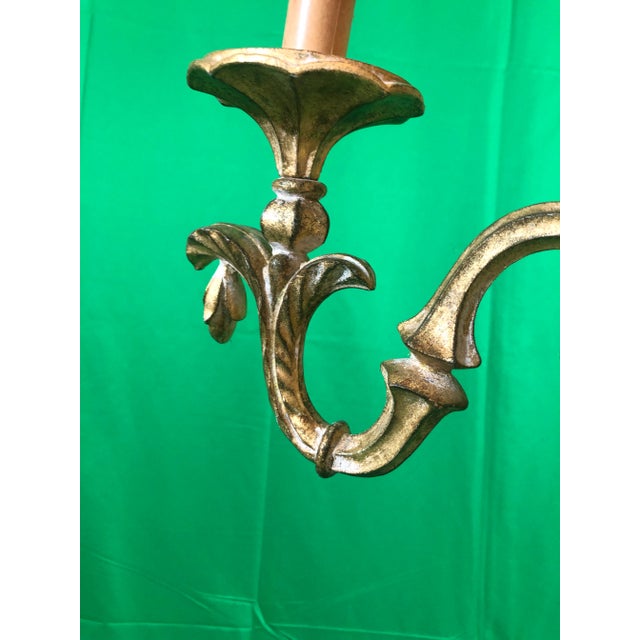 Wood Vintage Hand Carved Italianate Three Light Chandelier For Sale - Image 7 of 9