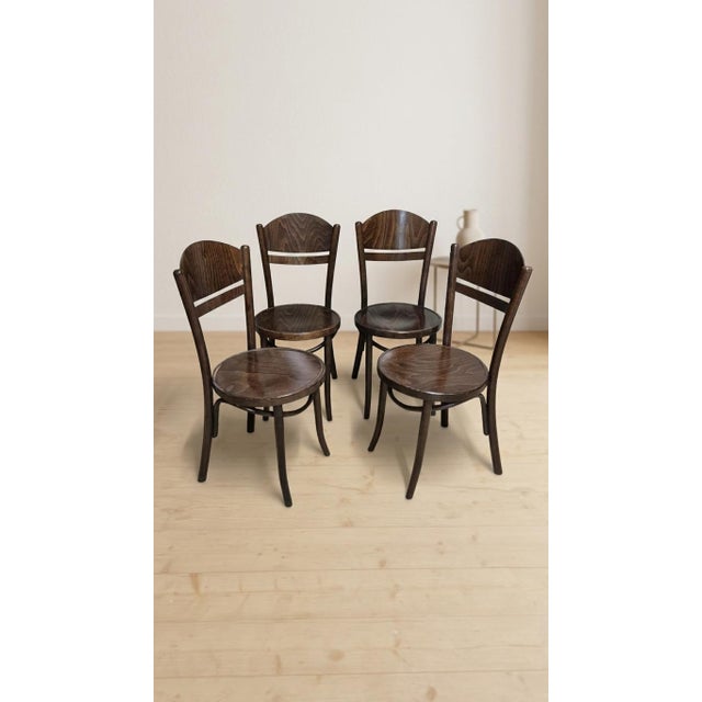 Vintage Ton Wooden Dining Chairs, 1940s, Set of 4 For Sale - Image 6 of 16