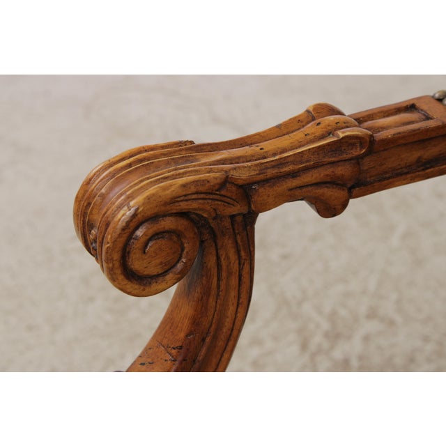 French Louis XVI Carved Leather Arm Chair For Sale - Image 10 of 17