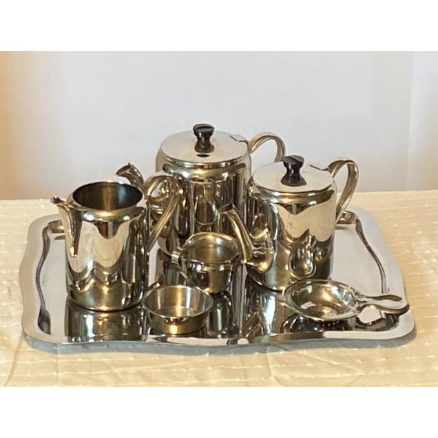Besozzi Y Garcia 6-Piece Stainless Steel Coffee and Tea Set With Added Stainless Steel Tray - 7 pcs For Sale - Image 13 of 16
