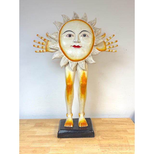 Late 20th Century Sergio Bustamante Monumental Carved Sun Sculpture, Mexico, Circa 1980s For Sale - Image 5 of 16