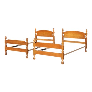 Vintage Solid Maple 1/2 Poster Twin Size Beds Bed Frames-A Pair For Sale