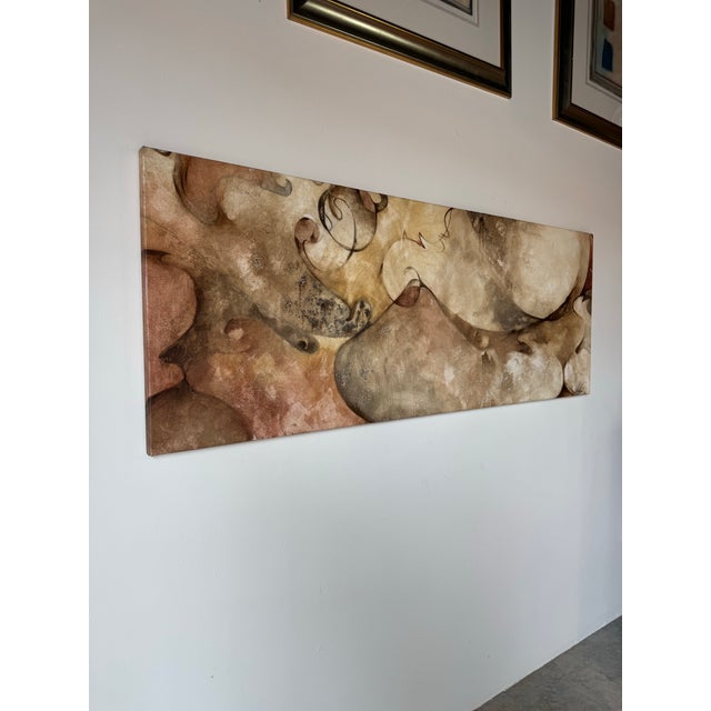 A striking and large-scale abstract expressionist painting from the 1980s, executed in acrylic on canvas with a rich,...
