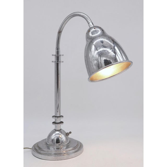 Metal Vintage Chrome Gooseneck Table Lamp For Sale - Image 7 of 9