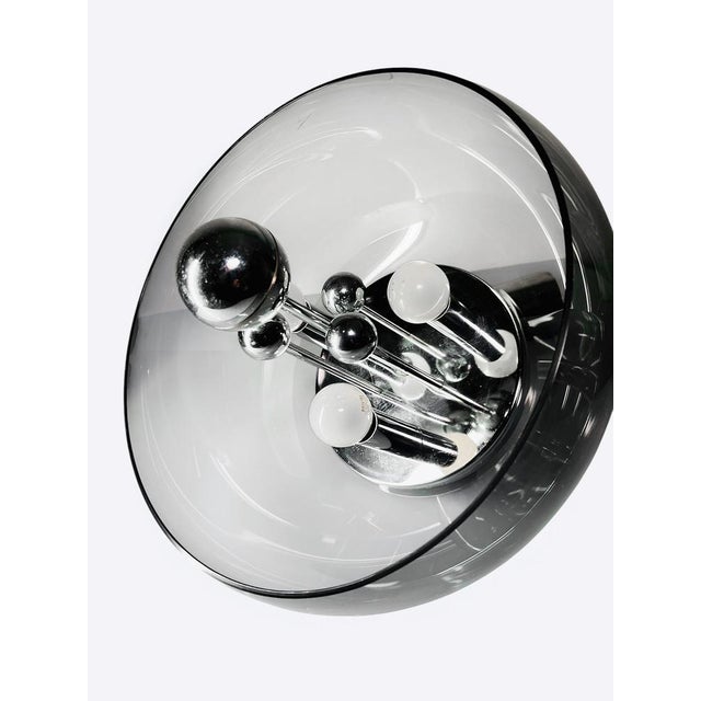 Space Age Acrylic Glass and Chrome Sputnik Ceiling Lamp, 1970s For Sale - Image 6 of 7