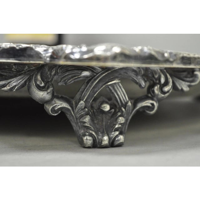 Vintage English Sheridan Silver Plated Large Oval Serving Platter Bar Tray For Sale - Image 12 of 14