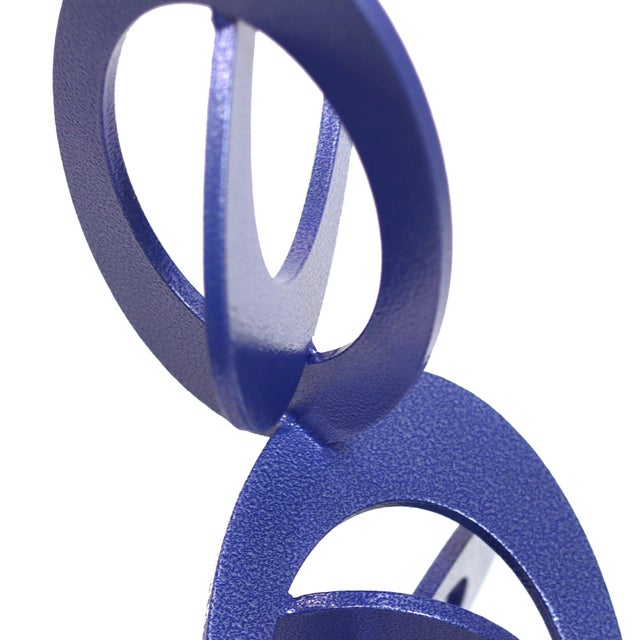 Metal Blueberry 2 - Original Blue Abstract Geometric Steel Sculpture With Textured Powder Coat by Granville Beals For Sale - Image 7 of 9
