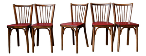 Traditional French Bistro Chairs with Spindles from Baumman, 1960s, Set of 5