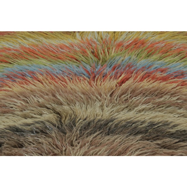 Contemporary Rug & Kilim’s Modern Extra-Long Shag Runner, Polychromatic Geometric Stripes For Sale - Image 3 of 6