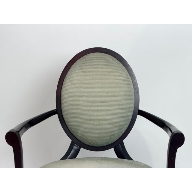 Early 21st Century Barbara Barry for Baker Medallion Back Armchair in Light Textured Upholstery For Sale - Image 5 of 8