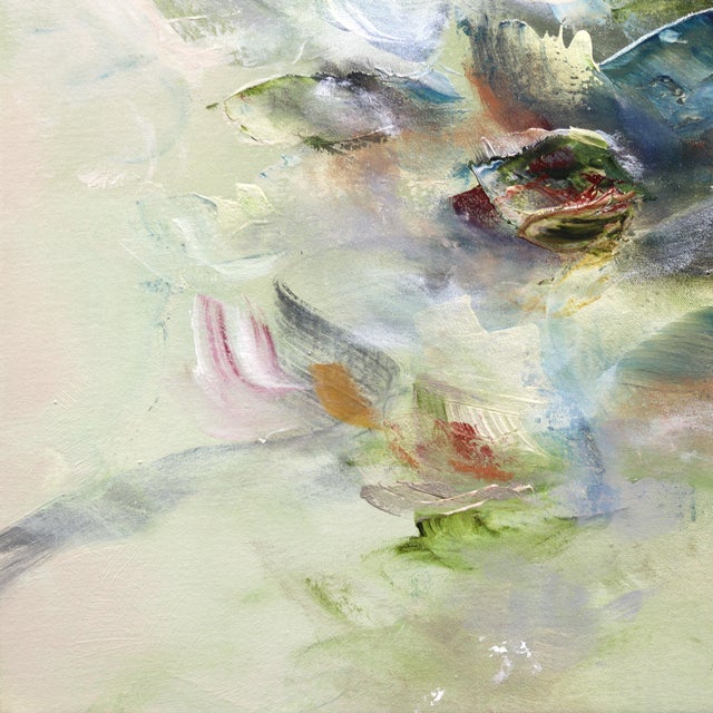 Freedom in Nature - Large Abstract Green Tone Textural Floral Acrylic Painting Original Artwork by Ve Boisvert For Sale - Image 4 of 9