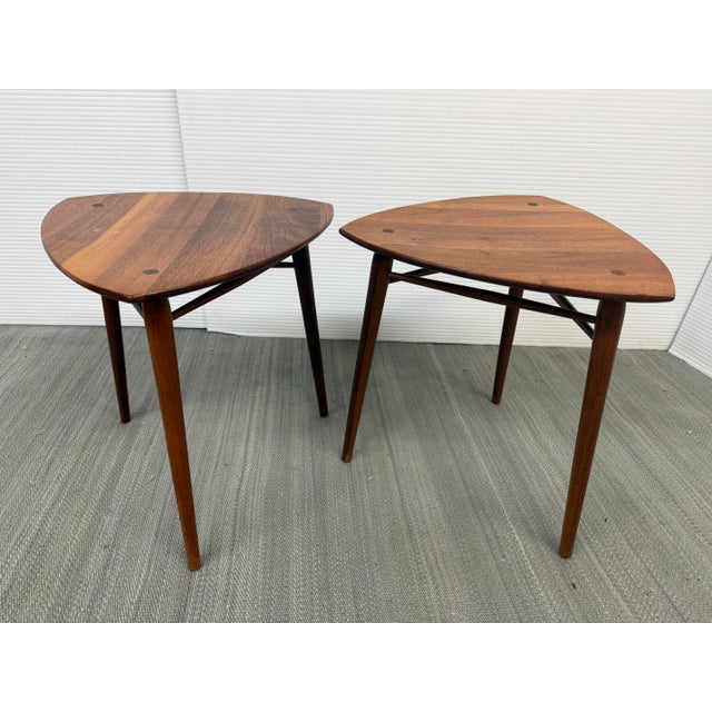 Mid 20th Century Kipp Stewart for Winchendon Furniture Guitar Pick Side Tables, Pair For Sale - Image 5 of 12