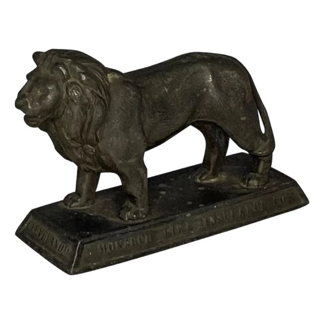 Rare 1930s Monarch Fire Insurance Lion Paperweight For Sale