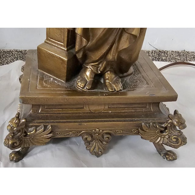 Bronze Dumaige Attributed Figural Bronzed Spelter Sculptures Mounted as Lamps - A Pair For Sale - Image 8 of 13